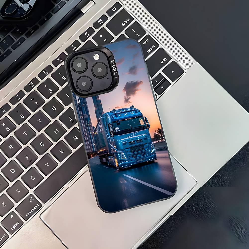 

Cool Heavy Truck Car Phone Case For iPhone 16,15,14,13,12,11,Pro,XS,Max,Plus,Mini,SE4,E Black Matte Shockproof Cover iPhone14