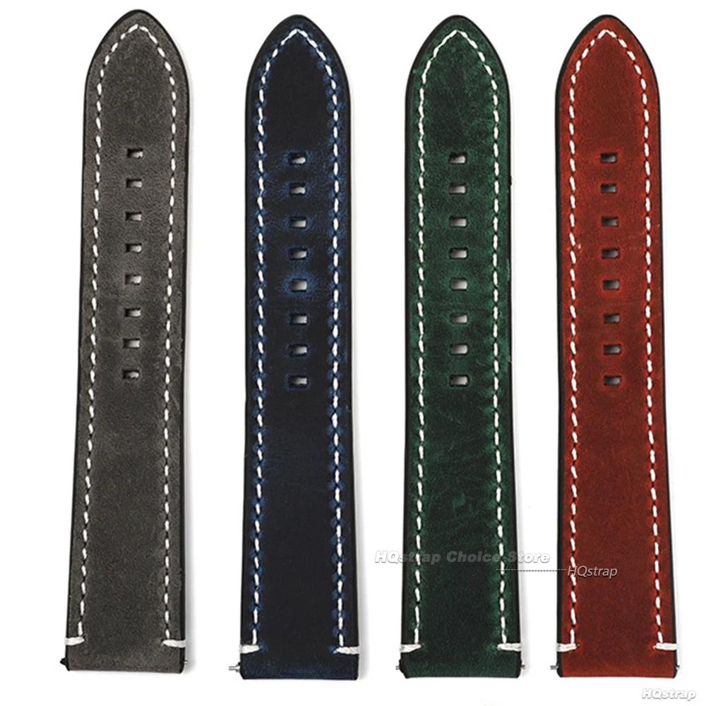 Vintage Leather Watchband for Seiko 18mm 20mm 22mm 24mm High Quality Retro Calf Leather Watch Strap Genuine Leather Bracelet