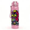1PC Retro Robot Character 750ml Color Plastic Sports Water Bottle Leakproof Flip Straw Lid Suitable for Sports Office Home Use