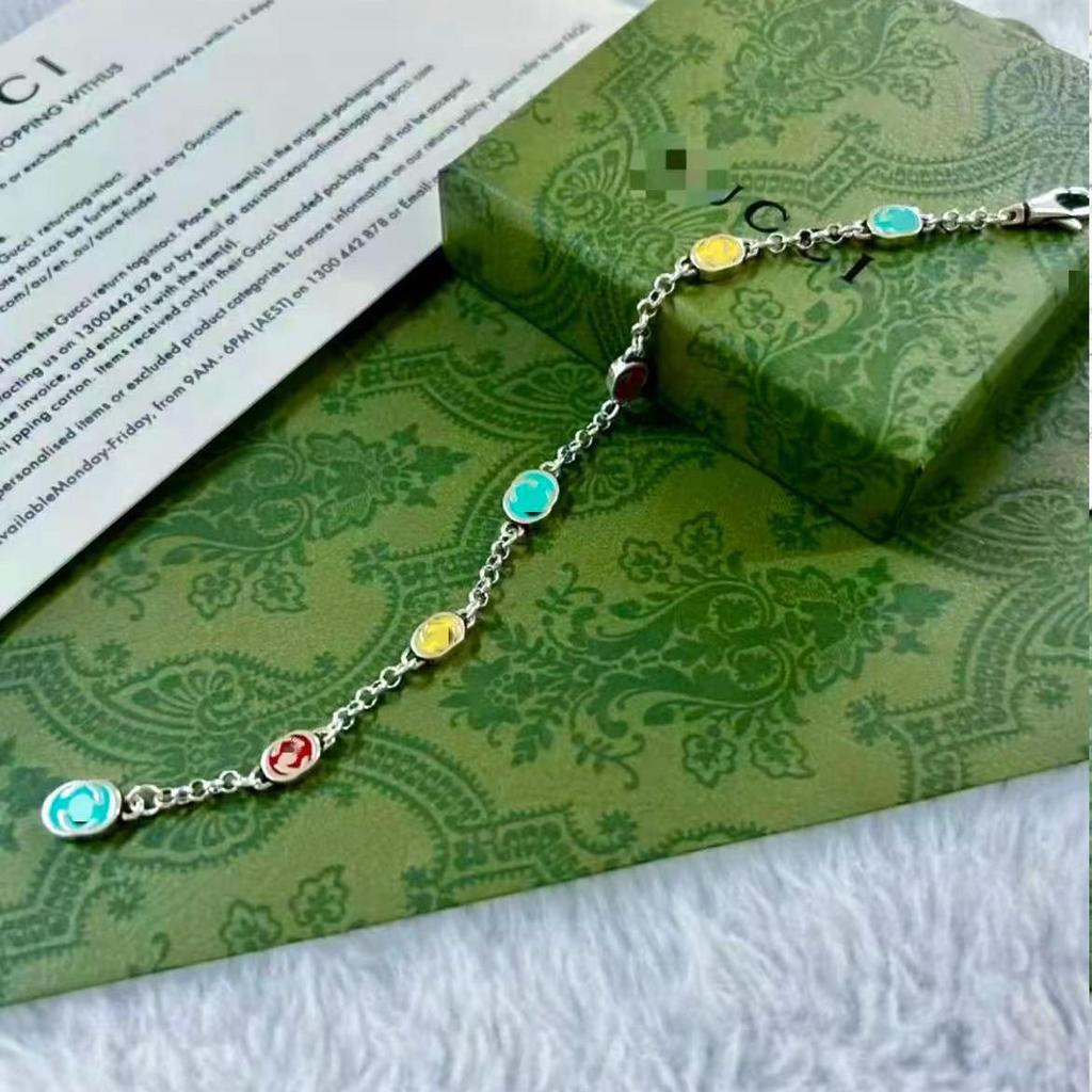 Cloisonné Distressed Colorful Minimalist 925 Silver Bracelet for Men and Women