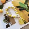 Wood Bead Garland With Lemon Pendant Farmhouse Rustic Country Wall Decoration Boho Tassel Woven Tassel Wall Hanging Ornaments