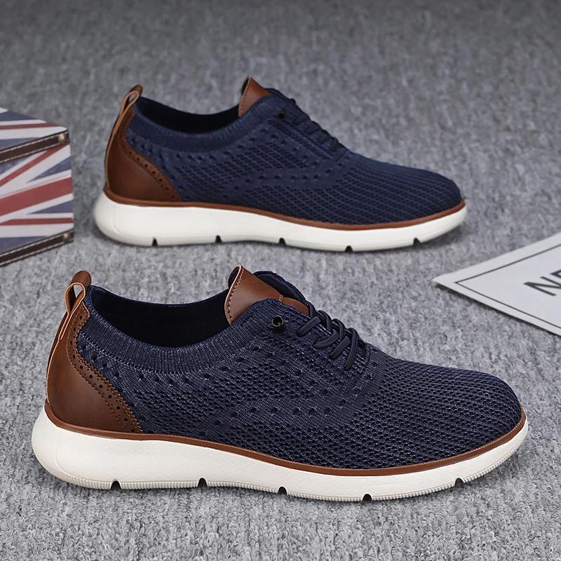 

Модные мужские сетчатые уличные повседневные кроссовки Легкие дышащие туфли Удобные для ходьбы Оксфорды Кроссовки для мужчин Лоферы 39 синий