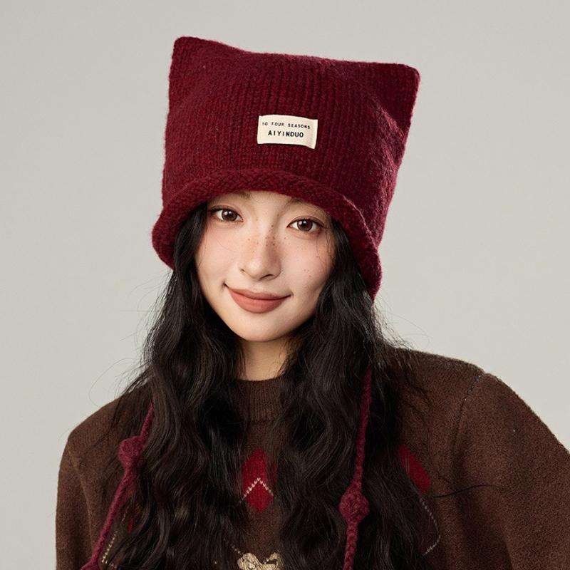 Autumn Winter Women Knitted Cap Warm Ear Protection Cap