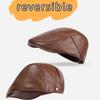 Spring Autumn Material Flat Cap PU Leather Duckbill Caps Fashion Peaked Hat  Casual Wear