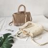 Bohemian Woven Straw Crossbody Bag Lightweight Drawstring Closure Large Capacity with Fringe Handbag for Women Beach Vacation