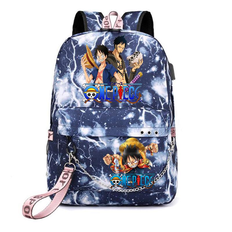 One Piece Print USB School Bag for Primary and Secondary School Students Men and Women Webbing Backpack