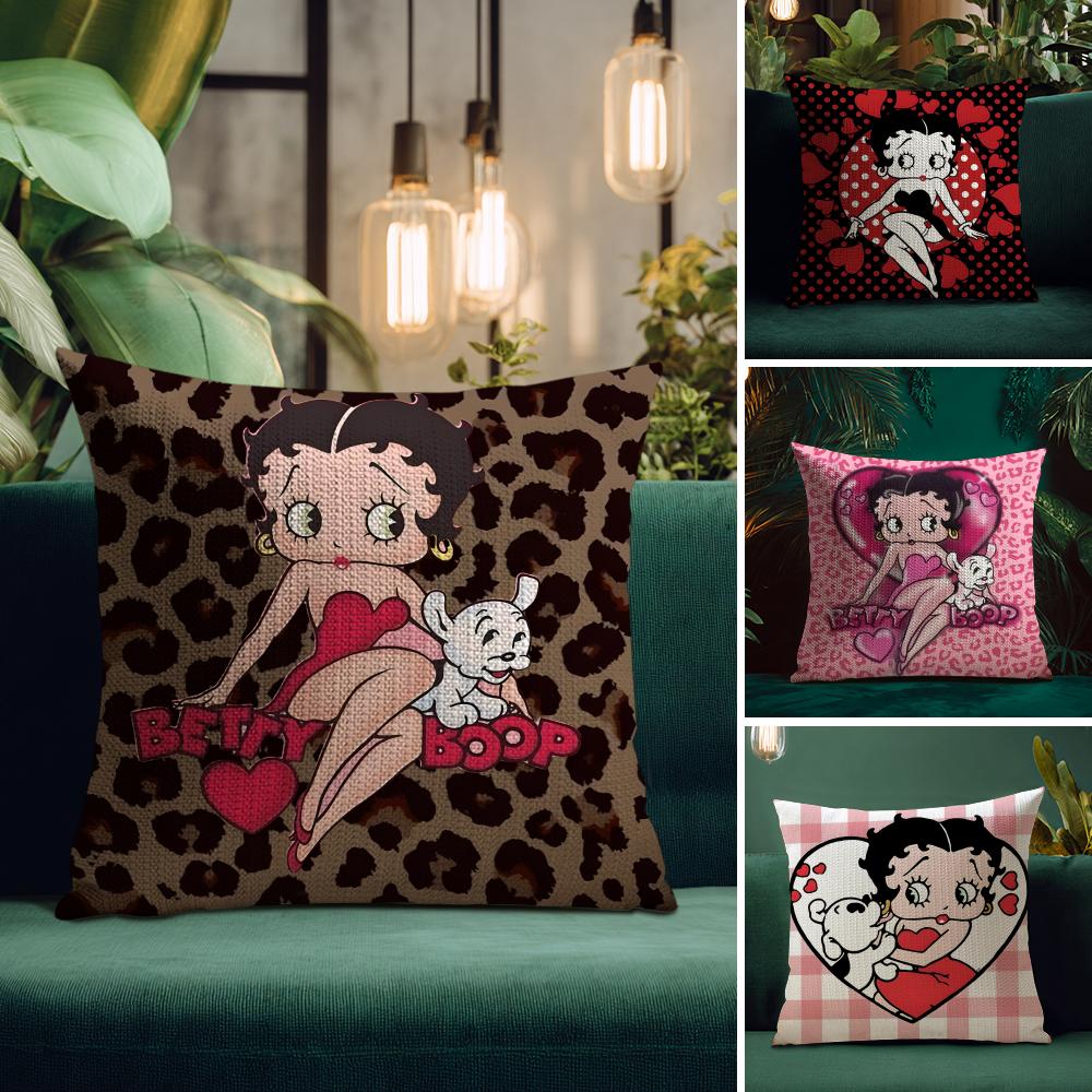 BBetty BoopP Fashion Cushion Cover Natural Linen Pillow Case DoubleSided Print Decorative Sofa Pillowcase Home Decor Gift