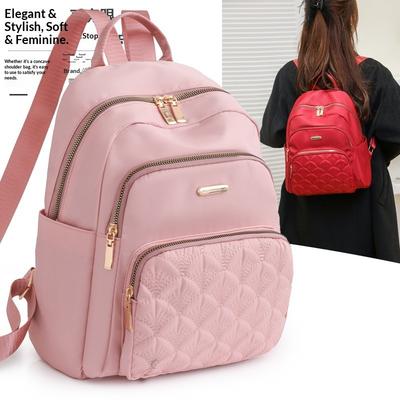 Embroidery Thread Large Capacity Casual Women's Backpack Lightweight and Simple Commuting Backpack Nylon Outdoor Travel Backpack