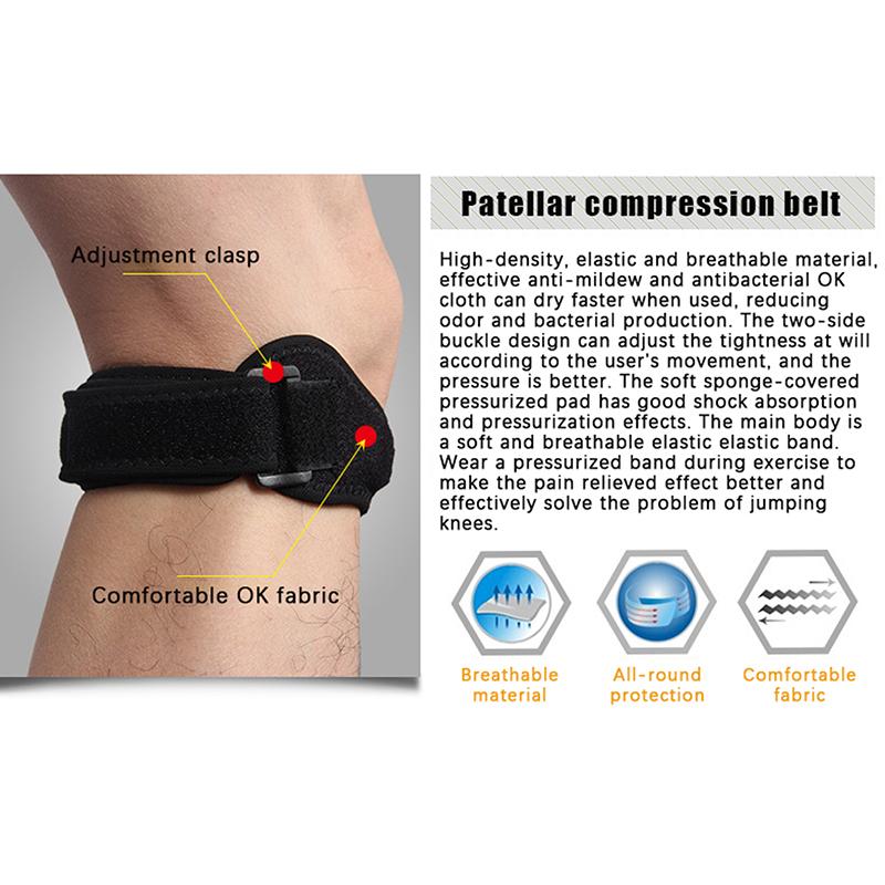 1 Piece Knee Patellar Tendon Knee Support Strape Brace Adjustable Shock Absorption Compression Knee Pad Sleeve For Basketball