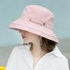 Damen Sommer-Sonnenhut 100% Baumwolle Atmungsaktiv Breiter Rand Fischerhut Outdoor UV-Schutz Kappe