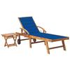 VidaXL Chaise Longue with Table and Cushion Solid Teak Wood 3063031
