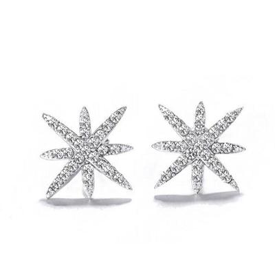 925 Sterling Silver Jewelry Temperament Fashion Micro-inlaid Zircon Crystal Accessories Female Personality Stud Earrings  E105