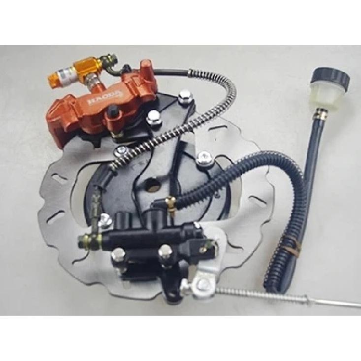 Motorradnabe Bremse Modifizierter hydraulischer hinterer Scheibenbremsensatz für Honda Yamaha obere untere Pumpenbremssättel Gesamtinstallation