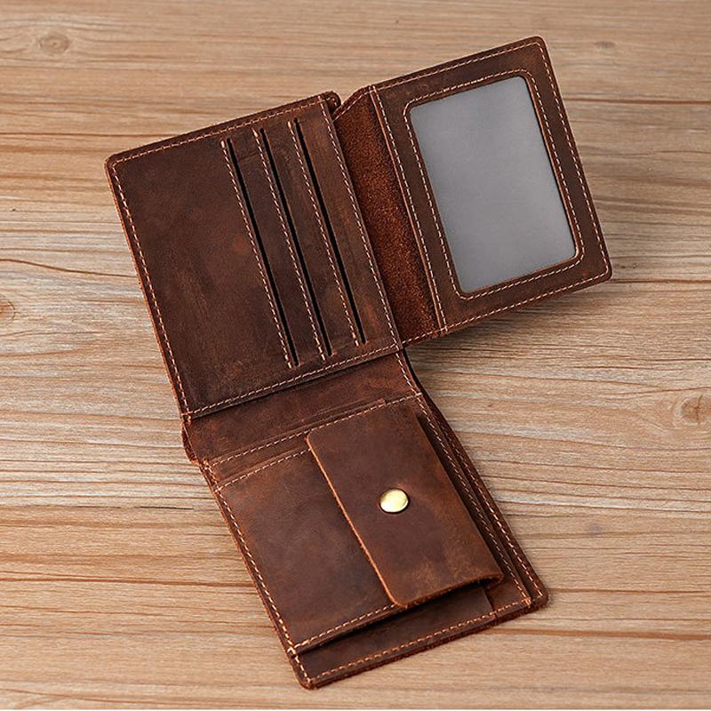 

100% Кожаный кошелек для мужчин с карманом для монет 9,2*11,3см