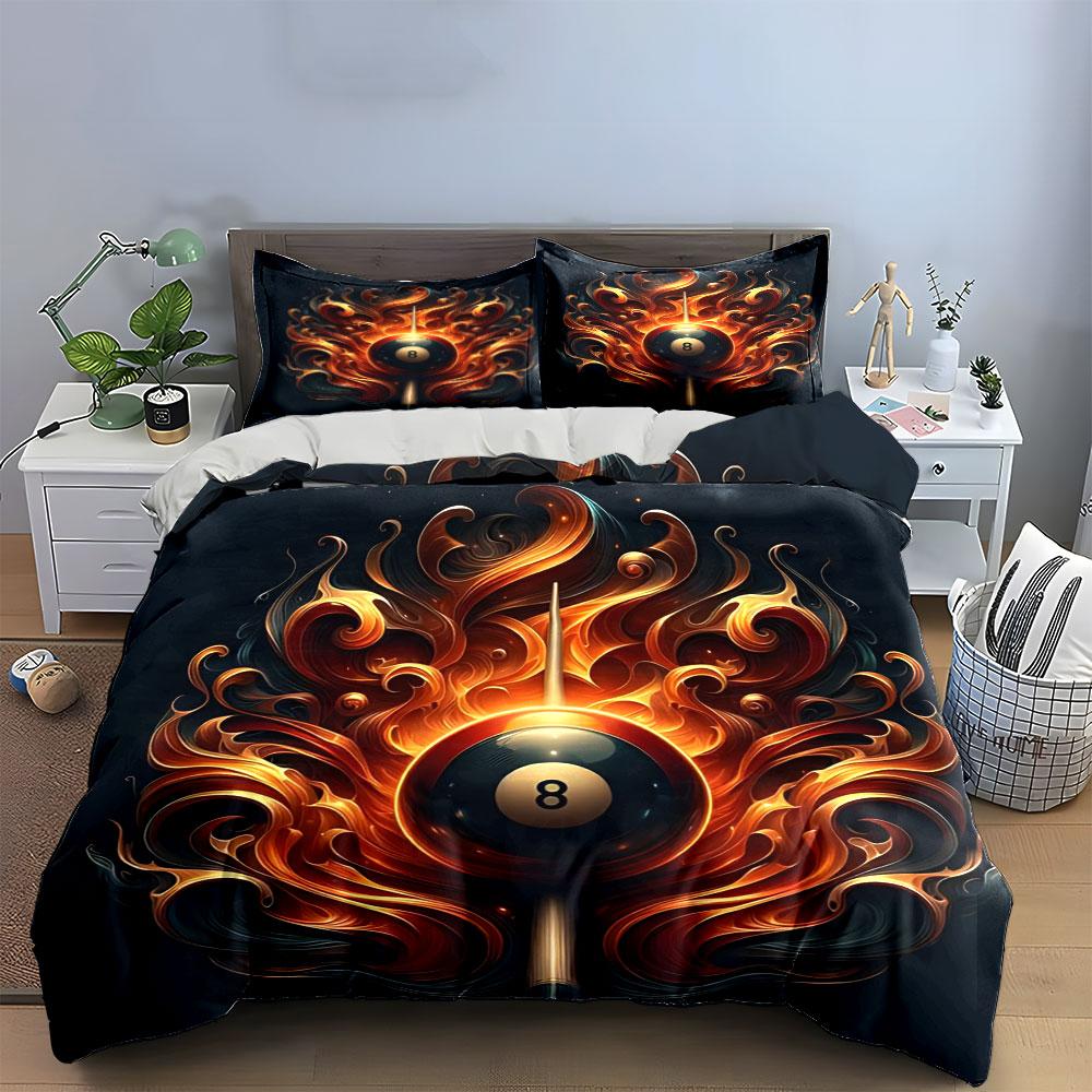 Fiery eight-ball design. Bedding sets Duvet cover sets Duvet covers Pillowcases(1 * Duvet Cover 2 * Pillowcases without duvet insert)