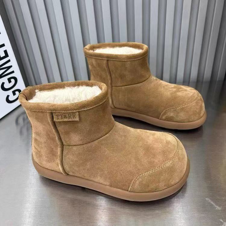 thick-soled snow boots winter new warm cotton shoes niche non-slip big-headed bread shoes snow warm shoes