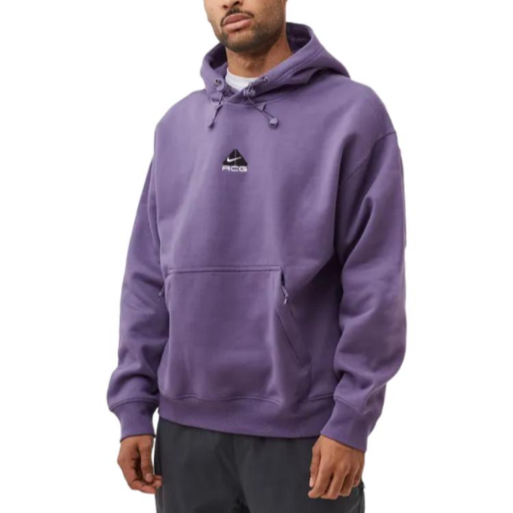 Nike ACG Therma-FIT Solid Color Logo Embroidery Hoodie Long Sleeve Sweatshirt Unisex Tops Grey Purple DH3087-553