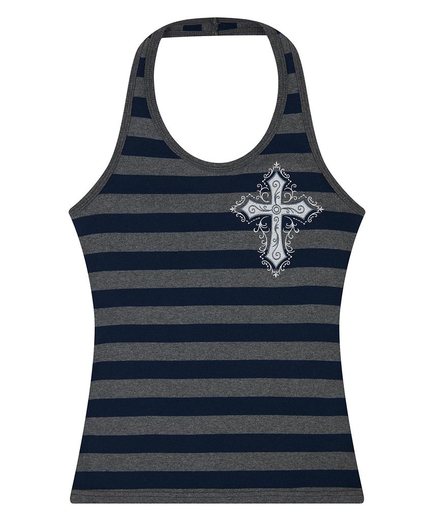 LUVISTRUE El Cross Halter Neck Top(Charcoal)