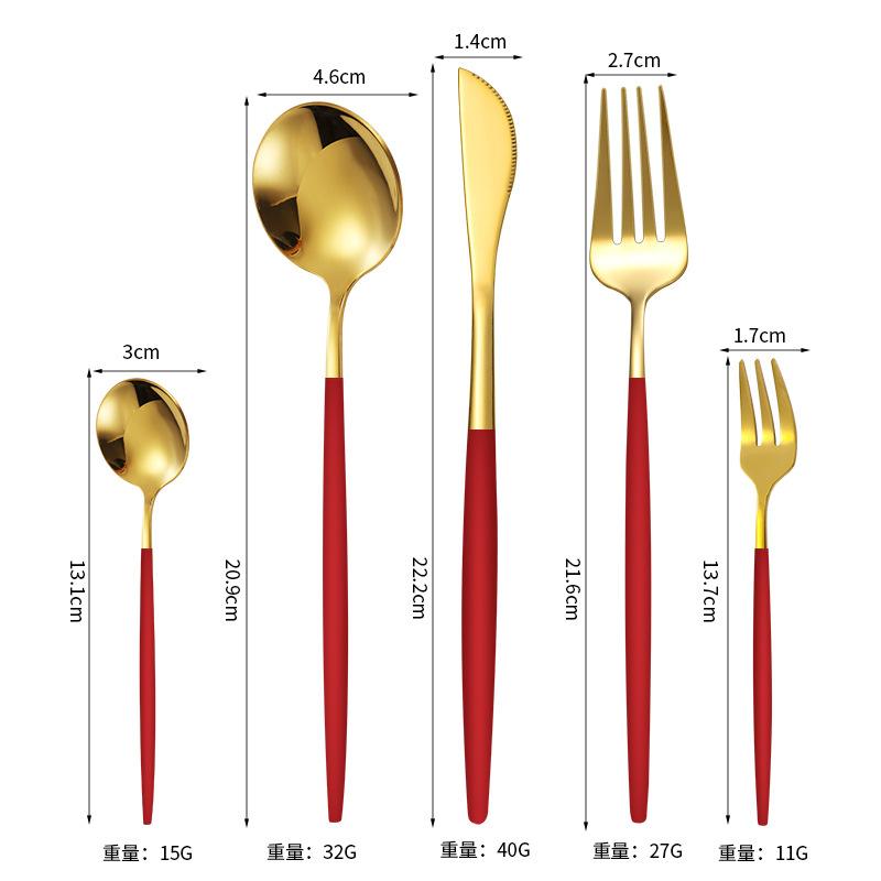 5Pcs Cutlery Set Stainless Steel Tableware Knife Fork Spoon Dinnerware Set Kitchen Flatware Silverware