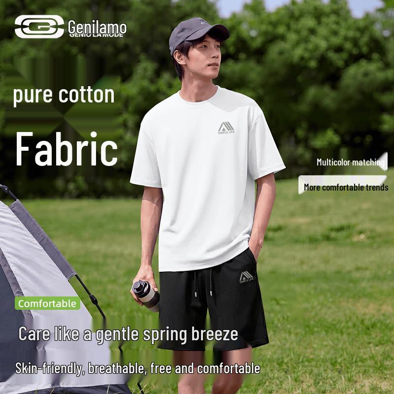 GENIOLAMODE Men s Summer Mountain Pattern Two-Piece Set M