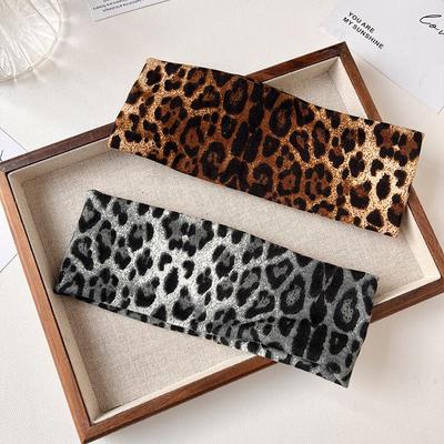Leopard Print Wide Elastic Headband for Face Washing, Sports, Sweat Absorption, Women's Hair Tie