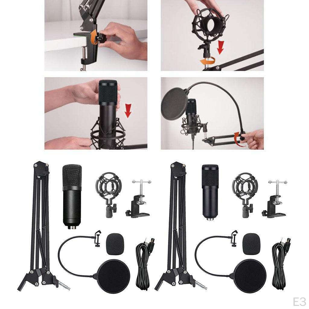 Podcast Kit, USB Condenser Studio Microphone, Interface, Fully-Adjustable Broadcast Stand and
