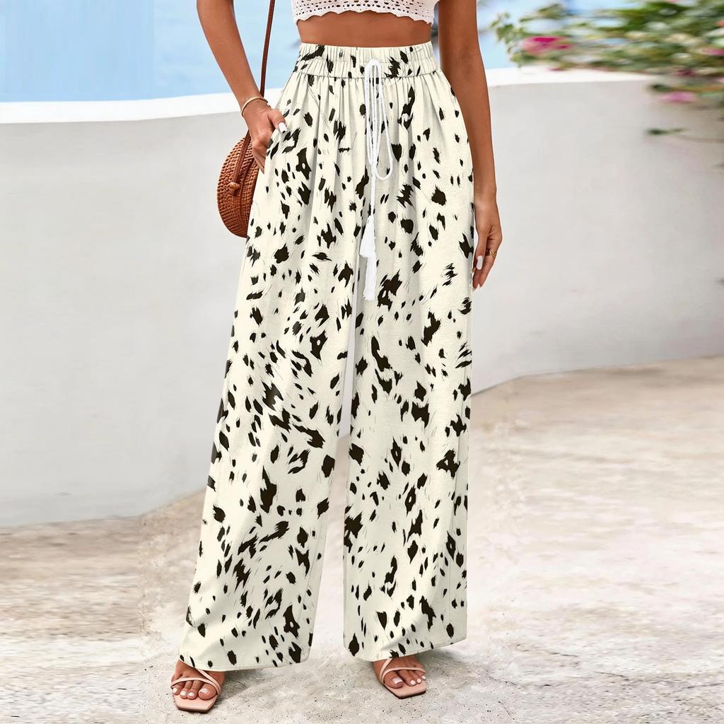 Women's Wide-Leg Casual Flowy Floral Print Pants