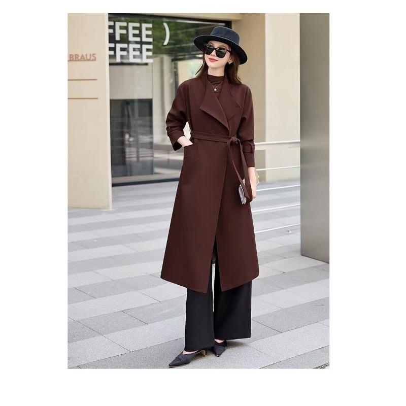 Dlouhý kabát do větrovky pro ženy, jarní a podzimní nový styl, letos oblíbený temperamentní a elegantní kabát