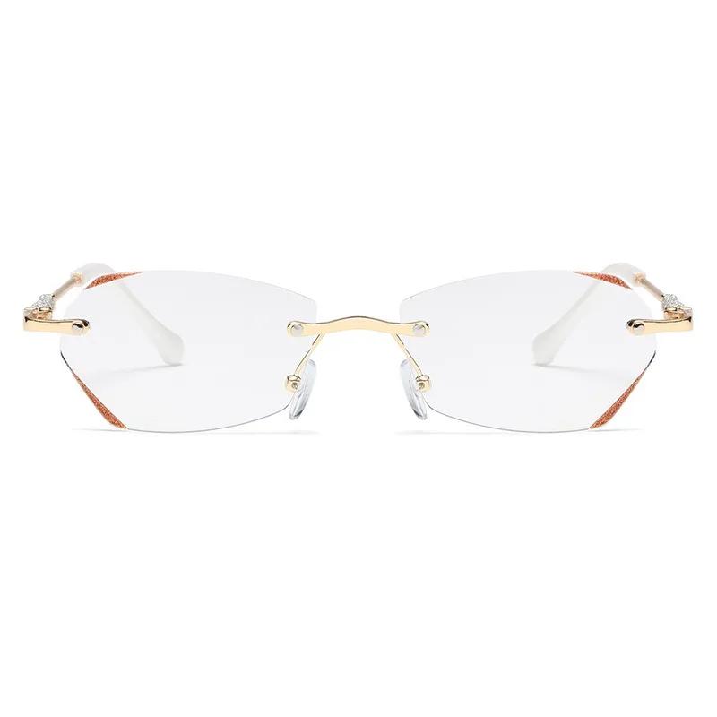 Rimless Diamond Cut Reading Glasses Ladies Fashion Luxury  Trendy Ultralight  Presbyopia Men Women Retro Vintage Glasses