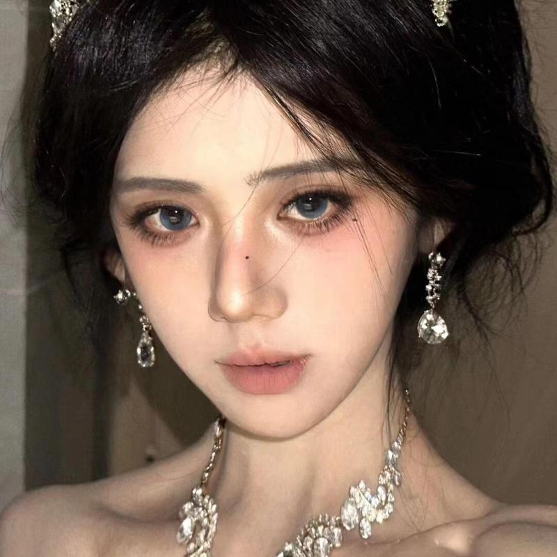 Mill Creek 2pcs Contact Lenses with Grade Rimless 14.5MM Big Eyes Summer Series Blue Contact Lenses Student Ladies Eye Make Up