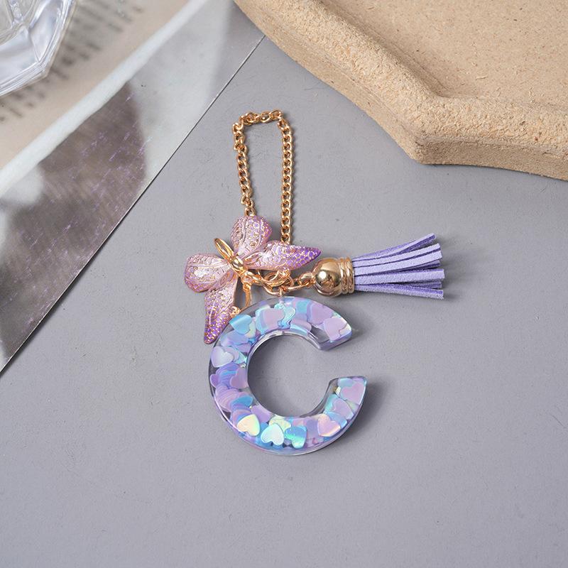 

Подвески с буквами AZ Фиолетовая бабочка Кисточка Инициал Брелок Сумка Подвеска Персонализированные Подвески Цепочка для стакана с водой Аксессуары C