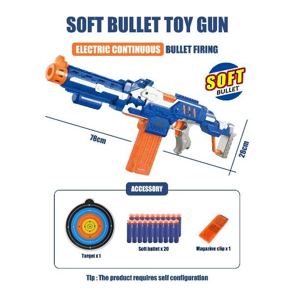 Children's Soft Bullet Toy Gun Submachine Gun With 20 Soft Bullets and 1 Farget Boy's Birthday Gift