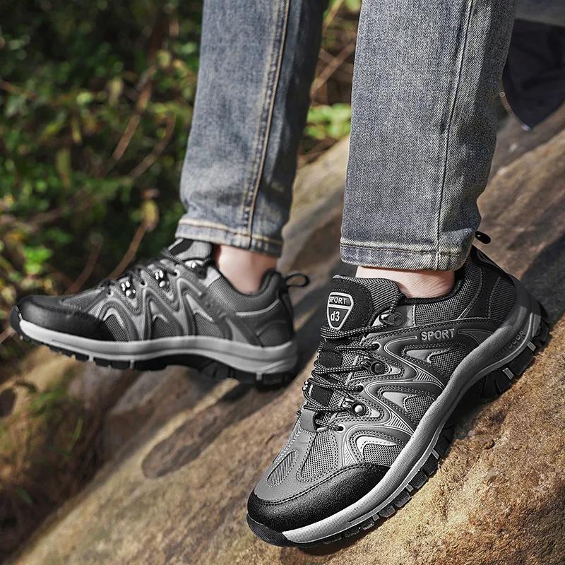 Fashion Outdoor Hiking Shoes Men's Waterproof, Anti Slip, Wear-resistant Hiking Shoes Breathable and Shock-absorbing Sports Shoes Sales