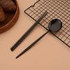 12Pcs Household Black Gold Cutlery Set Flatware Chopsticks Spoon Stainless Steel Dinnerware Set Luxury Korean Tableware Set