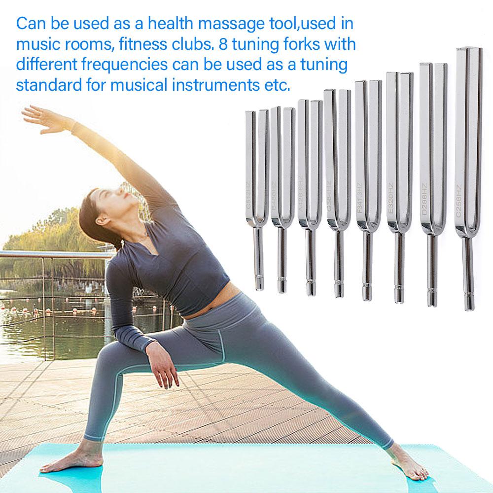256Hz-512Hz Tuning Fork Set for Sound Healing Therapy Steel Tuning Forks with Wooden Case & Hammer for Chakra Balance Meditation