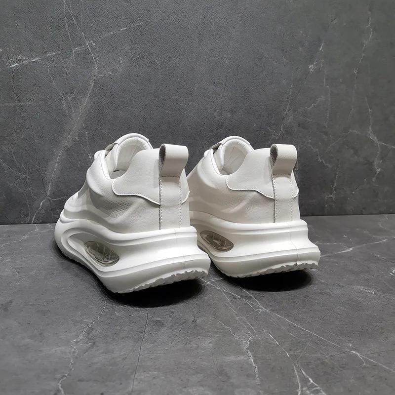 Pánské boty z pravé kůže Módní trend Zvýšení Ležérní sportovní obuv Vzduchový polštář Luxusní tenisky Boty Pánské Kůže Originální