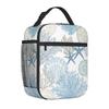 Blau Weiß Ozean Koralle Isolierte Brotdose Wiederverwendbare Thermische Lunchtasche Mahlzeit Tragbarer Behälter Tragetasche für Damen Arbeit Picknick Reise