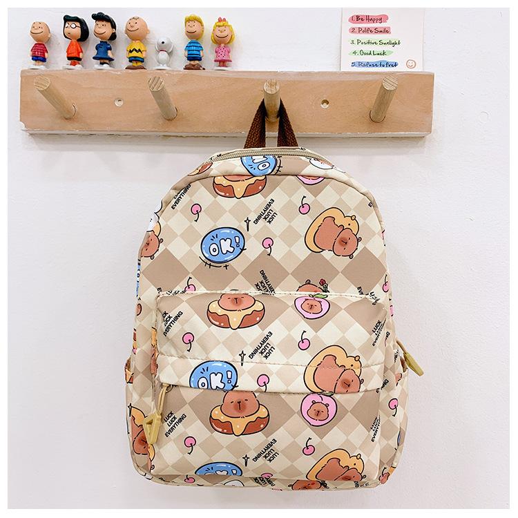 School bag cartoon cute bag kapibara printed children's school bag boys and girls casual backpack tide