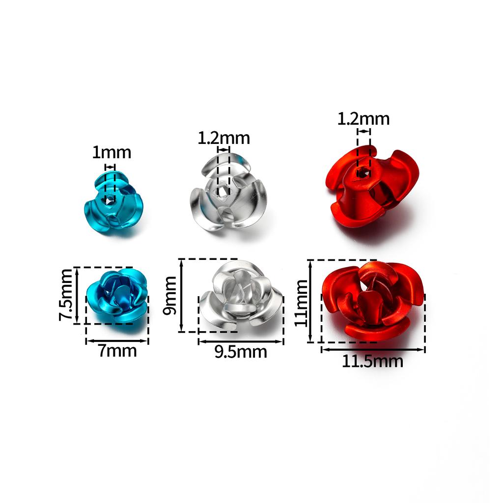 30/50pcs 7/9/11 mm Aluminum Flower Spacer Beads Colorful Loose Bead for Bracelet Earrings Jewelry Making Accessories