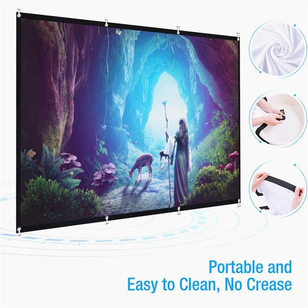 4:3 Portable Movie Projector Screen Projector Curtain Outdoor without Folding Crease 60//72//84//100 Inch Foldable Projector Screen 100inch