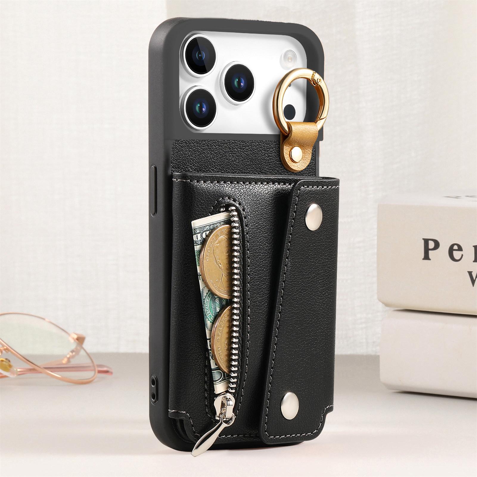 

Zipper Cards Solt Leather Wallet Phone Case for IPhone Air 17 Pro Max 16 Plus 15 14 13 12 11 Pro Ring Holder Protective Cover iPhone 13