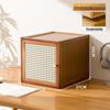 Solid Wood Toy Storage & Rattan Lattice Cabinet