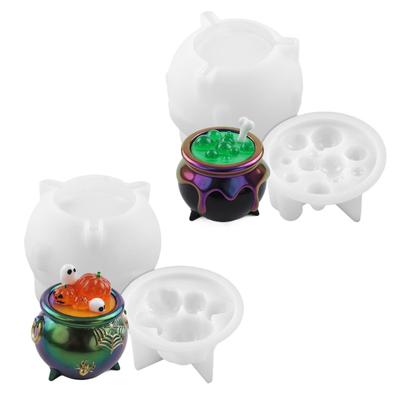 Halloween Witch Cauldron Silicone Mold Epoxy Resin Halloween Crucible Pumpkin Mold Easy Release Mould Crafting Supplies