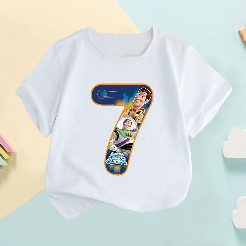 Camiseta para Niños Buzz Lightyear Woody Número de Toy Story Ropa para Niñas Cumpleaños Camisetas para Bebés Niños