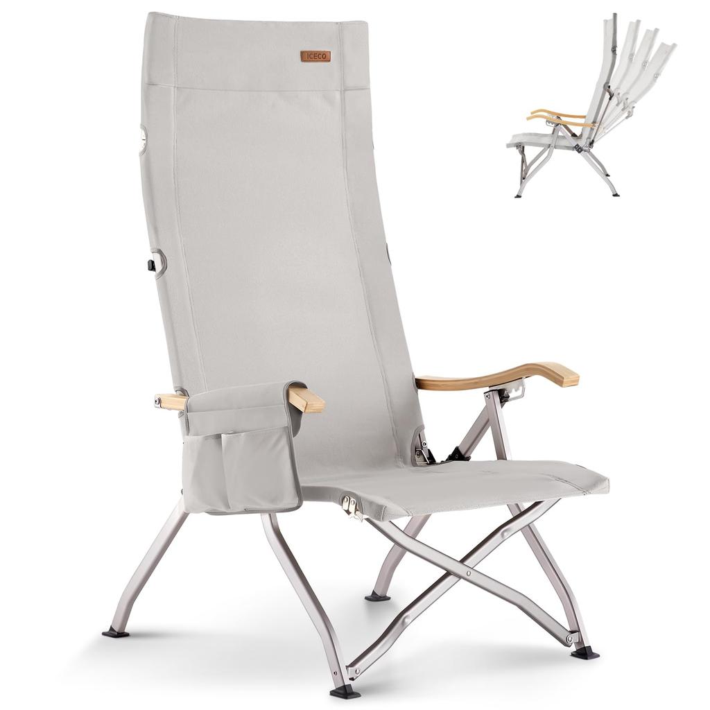 ICECO reclining quality load capacity 265 1600D A7075 aluminum alloy back for indoor use Low-style 4-stage high-back chair, 10-year guarantee, kg,