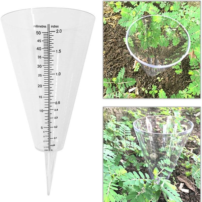 Conical Ground Insert Rain Gauge Transparent White Color Outdoor Gardening Tool