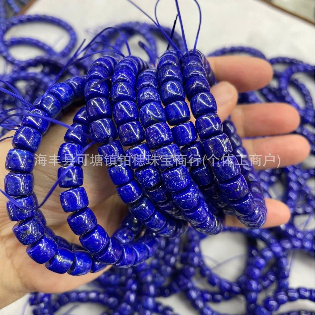 Natural Lapis Lazuli Straight Cut Tablet Bead Bracelet Wenwan Bracelet Less White And More Gold Lapis Lazuli Straight Cut Old Bead Bracelet