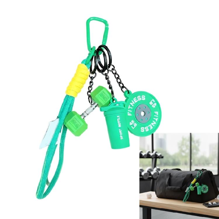 Simulated Workout Gear Keyring Detachable Barbell Charm Soft Silicone Design For Keys And Backpacks