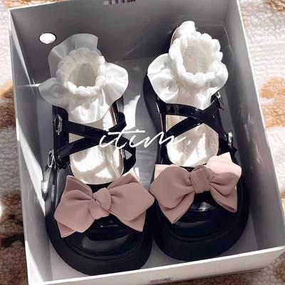 JK Small Leather Shoes Women's Spring and Autumn Platform Muffin Bow New Round Head Japanese Lolita Mary Jane Shoes
