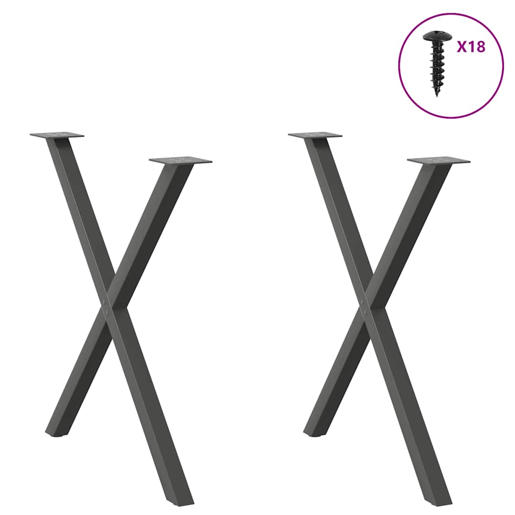 Vidaxl Dining Table Legs, 2 Pcs, Anthracite, 80X(72-73) Cm, Steel